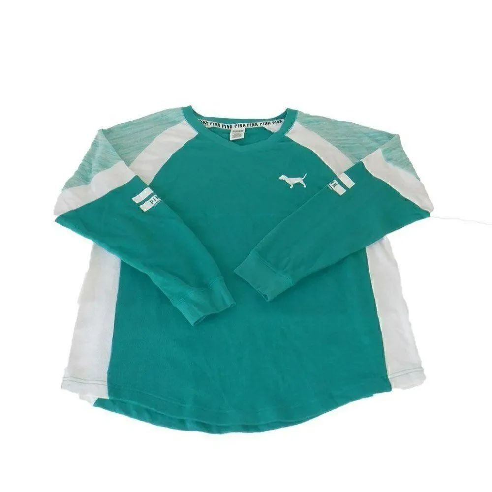 Victoria Secrets Pink teal green 86 L/S top - Picture 2 of 5